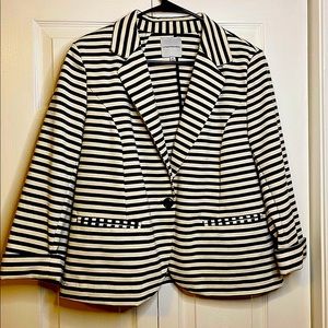 Catherine Malandrino Dark Heather Gray and Vanilla White Stripped Blazer Size XL